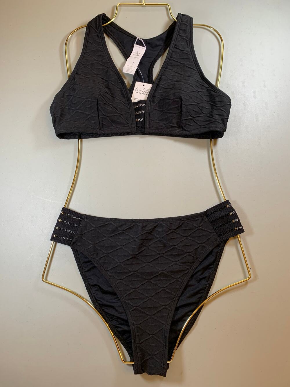 NWT Cupshe Textured High Waist Bikini Set Size Medium